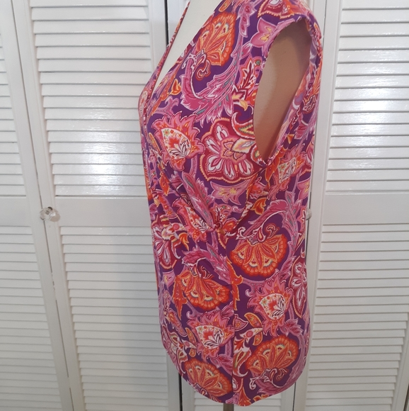 Chaps paisley floral blouse LG petite *C7 - Picture 4 of 5